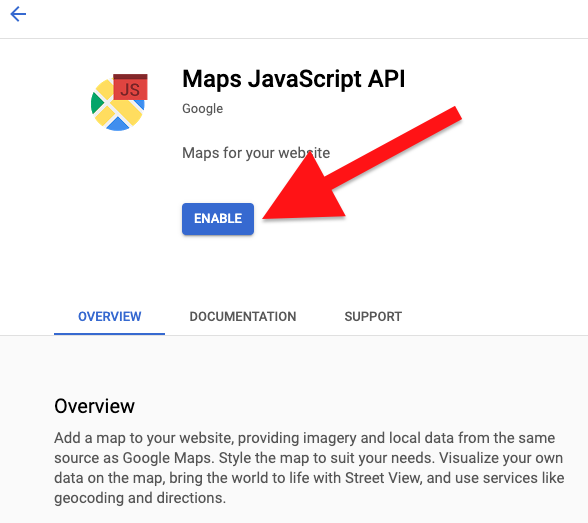 Enable Service API JavaScript Maps